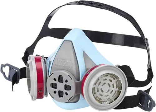 MSA Advantage 900 Elastomeric Half-Mask Respirator - Filters Exhaled Breath, Rear Clasp and Drop-Down Head Harness.