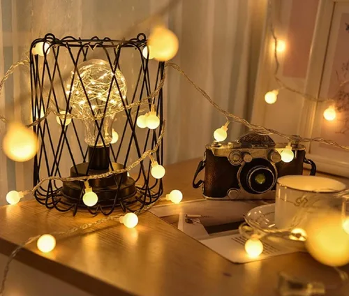 Miniatura 2 de Guirnalda de luces de globo de 20 pies con 40 luces LED alimentadas por USB, color blanco cálido, para fiesta de cumpleaños, boda, Navidad y Blanco