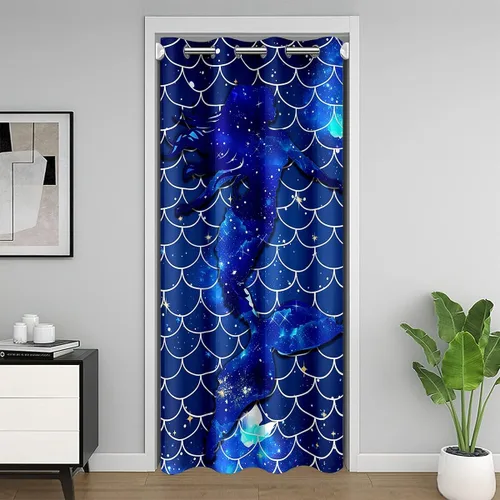 Miniatura 23 de Erosebridal Cortina de puerta de teñido anudado, cortina opaca bohemia, cortina exótica abstracta en espiral, elegante cortina hippie para puerta