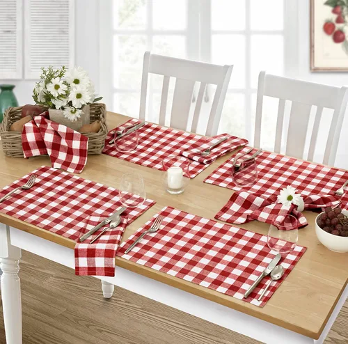 Miniatura 13 de Home Bargains Plus Country Rustic Buffalo - Juego de 4 manteles individuales de algodón a cuadros, color negro, a cuadros, de fácil cuidado