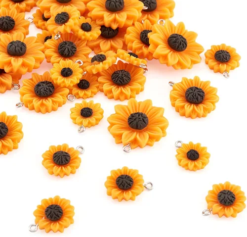 Dijes de girasol de resina para hacer joyas, coloridos colgantes de flores de margaritas de verano, cuentas de girasol, adornos para pulseras, Flor