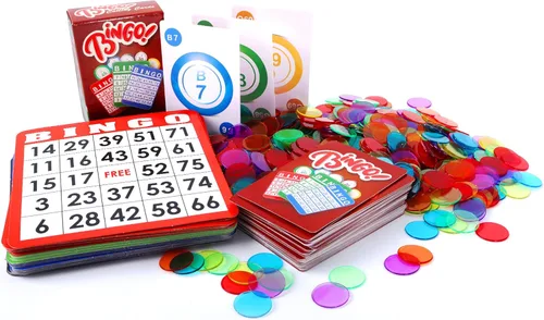 Miniatura 7 de GSE Games & Sports Expert Juego completo de bingo con 50 tarjetas de bingo, 500 fichas, cubierta de tarjetas de llamada, juego divertido de fiesta