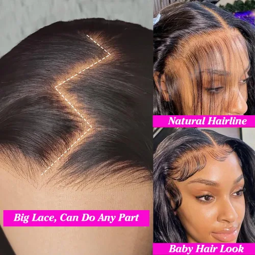 Miniatura 3 de Pelucas de cabello humano con cierre de encaje sin pegamento, prearrancado, con cabellos nacientes, estilo brasileño, para afroamericanas