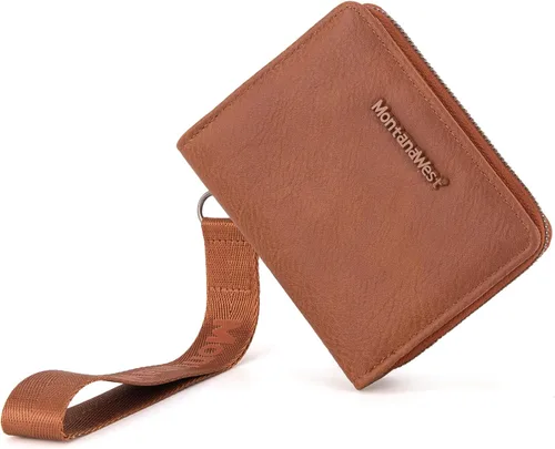 Miniatura 21 de Cartera de pulsera pequeña Montana West para mujer con forro de bloqueo RFID, ligera y fácil de llevar, Un negro, Pequeña
