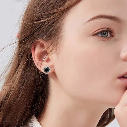 Miniatura 4 de Aretes cuadrados de corte princesa con micro pavimentado AAA joyería de boda para mujer Cristal Circonia cúbica