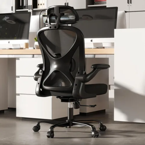Miniatura 2 de ZZH Juego de 2 sillas ergonómicas de oficina con soporte lumbar ajustable y reposacabezas, silla de escritorio de malla para oficina en casa