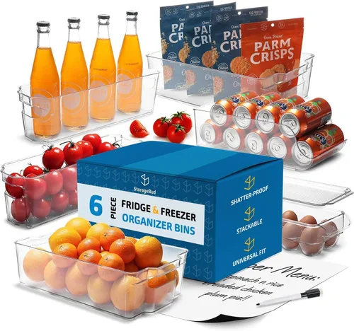 Miniatura 8 de Organizador de nevera - 8 piezas de contenedores organizadores de refrigerador - Organización y almacenamiento de despensa para nevera