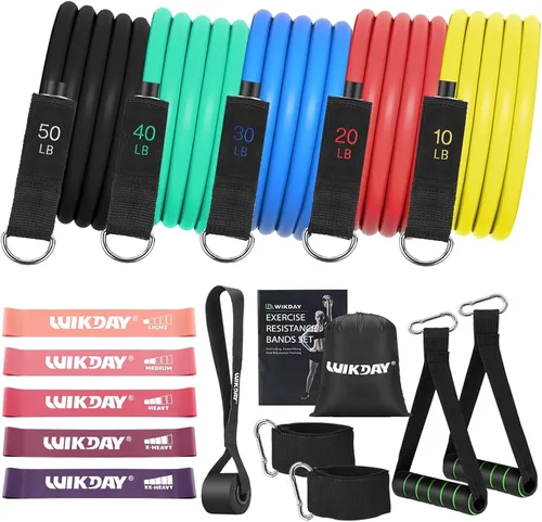 Miniatura 6 de WIKDAY Exercise Resistance Bands with Handles for Working Out Workout Bands Set with Door Anchor for Physical Therapy, Yoga, Pilates