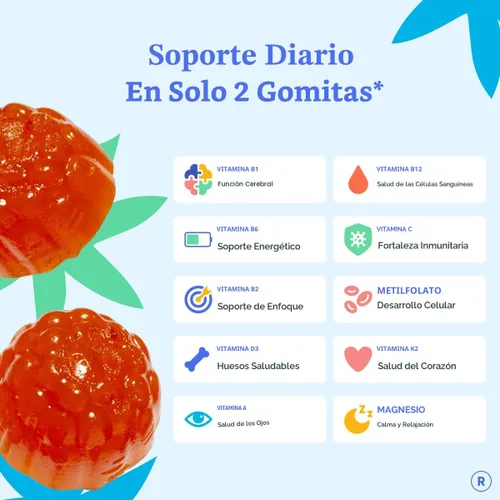 Miniatura 5 de FIRST DAY Vitaminas para Adolescentes - Multivitamínico para Niñas y Niños de 12 a 17 años, Mezcla Orgánica de Frutas y Vegetales - 12 Nutrientes