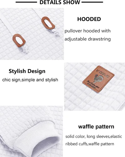 Miniatura 6 de COOFANDY - Sudadera con capucha para hombre, casual, de manga larga, con cordón ajustable y tejido de punto de gofre