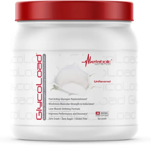 Metabolic Nutrition, Glycoload, 100% micronizado cíclico racimo dextrina carbohidrato en polvo, glucógeno muscular carga de carbohidratos, Sin sabor.