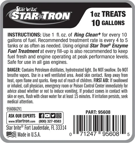 Miniatura 2 de Star Brite Star Tron Ring Clean Plus Deposit Control - Cleans Injectors, Valves, & Entire Engine to Restore Power & Efficiency - 16 OZ Treats 160