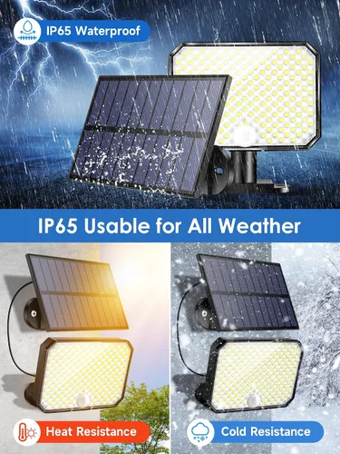 Miniatura 5 de One Fire Luces solares para exteriores, 190 LED, 1500 lúmenes, 3 modos con sensor de movimiento, control remoto, luces de seguridad solar IP65