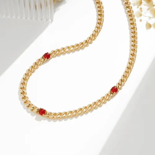 Miniatura 5 de VACRONA Gargantilla de oro para mujer, chapada en oro de 14 quilates, gargantilla contra el mal de ojo, delicada cadena de eslabones cubanos de oro