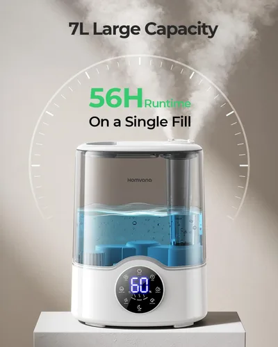 Miniatura 5 de Homvana Humidificador para habitación grande, 7 L (807 pies ²), niebla inteligente cálida y fría, humidificadores de llenado superior