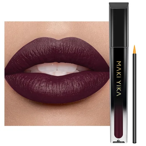 Miniatura 45 de MAKI YIKA Lápiz labial rojo burdeos para mujer, pintalabios de larga duración, sin manchas, mate, líquido, a prueba de transferencia, sin crueldad
