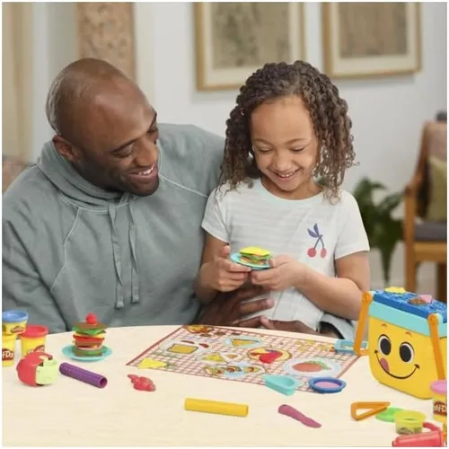 Miniatura 3 de Play-Doh Juego de iniciación de formas de pícnic, kit de artes y manualidades preescolares con herramientas temáticas de picnic y 6 tinas, juguetes