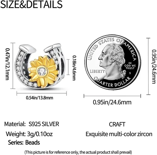 Miniatura 48 de Pandach Dijes colgantes de plata de ley 925 para pulseras y collares, dijes colgantes de Madonna con cuentas de girasol, joyería para mujer