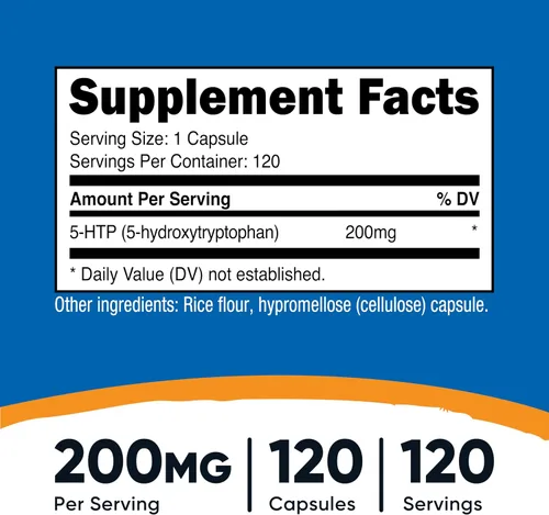 Miniatura 2 de Nutricost 5-HTP 200 mg, 120 cápsulas vegetarianas (5-hidroxitriptófano) - Sin OGM y sin gluten