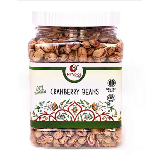 NY Spice Shop Frijoles secos de arándano - Frijoles Borlotti secos de 1.5 libras - Frijoles romanos - Frijoles de arándano romano naturales