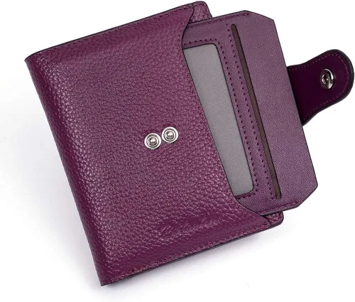 Miniatura 4 de BOSTANTEN - Billetera de cuero para mujer con bloqueo RFID, pequeña, con cremallera, de bolsillo, para tarjetas, con ventana para documento