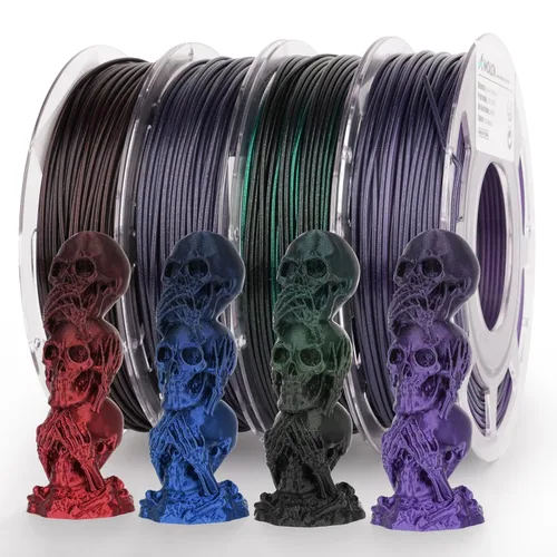 Miniatura 16 de AMOLEN Paquete de filamento PLA de seda para impresora 3D de 4.4 lbs, paquete de ácido poliláctico de doble color de 0.069 in, filamento PLA