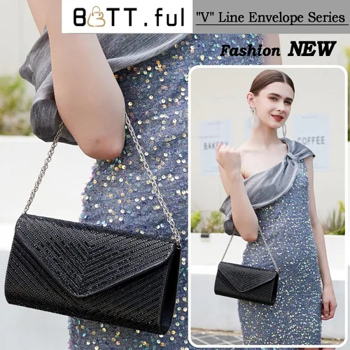 Miniatura 2 de Bolsos de noche para mujer, sobre de embrague, bolsos cruzados para mujer, bolsa de boda con diamantes de imitación, bolsa de hombro para mujer