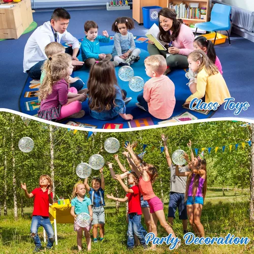 Miniatura 6 de Hungdao 25 bolas inflables de playa con purpurina de 8 pulgadas, mini bola de confeti flotante transparente para niños, pelota de fiesta temática