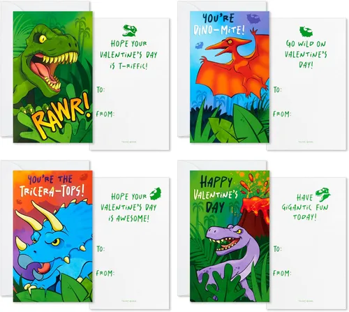 Miniatura 5 de Hallmark Tarjetas de dinosaurio para el día de San Valentín para niños con buzón desplegable para intercambio en el aula