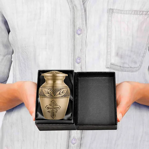 Miniatura 6 de Trupoint Memorials Urnas pequeñas para recuerdo de cenizas humanas, mini urna de cremación decorativa religiosa para hombres y mujeres adultos, Cruz