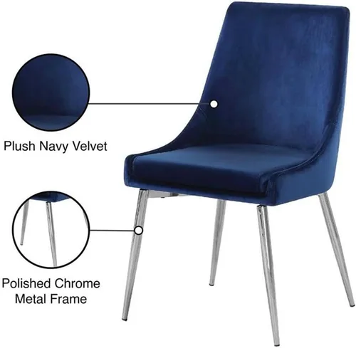 Miniatura 6 de Meridian Furniture Karina Collection Modern - Silla de comedor tapizada de terciopelo contemporánea con patas de metal resistentes, juego de 2, 19.5