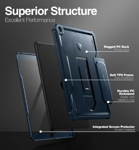 Miniatura 3 de Dexnor Funda para iPad de 9ª/8ª/7ª generación de 10.2 pulgadas, [protector de pantalla y soporte integrados] con soporte para bolígrafo, resistente