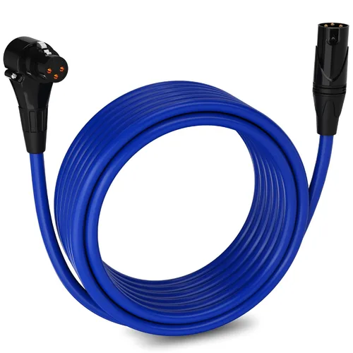 Miniatura 87 de LyxPro Cable de micrófono XLR hembra a macho de ángulo recto de 3 pines de 1.5 pies para altavoces amplificados, interfaz de audio, rendimiento