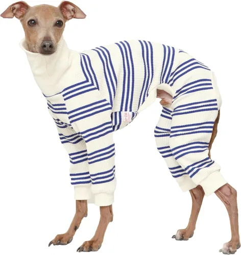 Miniatura 50 de D Doggy Star - Suéter de galgo italiano de cuello de tortuga, conjunto de mono de vellón cálido, ropa de Whippet para perro (XL, azul marino Pkt)