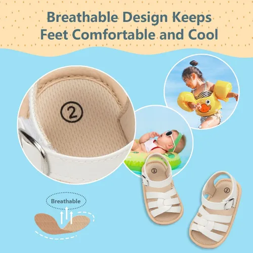 Miniatura 3 de CENCIRILY Sandalias de verano para bebés, niñas y niños, con lazo y suela de goma suave, zapatos planos para caminar