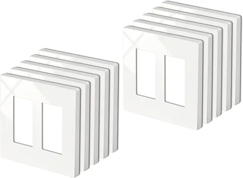 Miniatura 13 de Paquete de 50 placas BESTTEN de pared sin tornillos de 1 banda, USWP4 brillante blanco roto, cubierta de salida de decorador, placa frontal