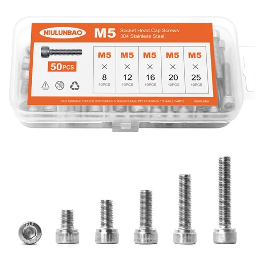 Miniatura 27 de Tornillos de cabeza hexagonal M3 x 0.157 in, 0.236 in, 0.315 in, 0.394 in, 0.472 in, acero inoxidable 304, máquina métrica totalmente roscada
