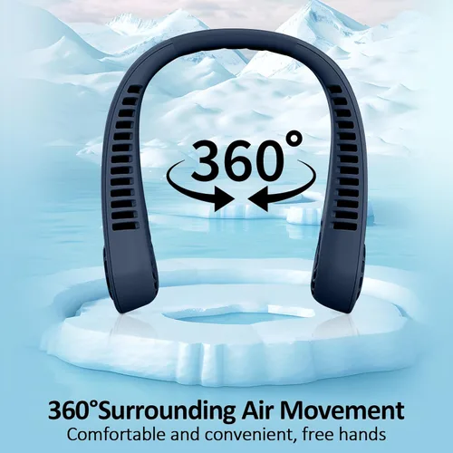Miniatura 4 de BIRDDIE Ventiladores de cuello colgantes portátiles sin aspas con pantalla y 5 niveles de velocidad, recargable por USB, ventilador personal