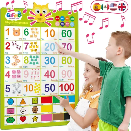 Juguetes de Aprendizaje Bilingüe - Juguetes en Español para Niños Pequeños de 1-3 Años, Juguetes de Números Interactivos, Números para Niños