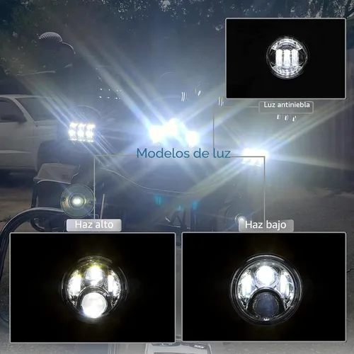 Miniatura 7 de AlyoNed Faro LED de 7 pulgadas para motocicleta 4.5" Luces antiniebla de paso Kit DOT Compatible con Harley Davidson Fat Boy Street Glide Heritage