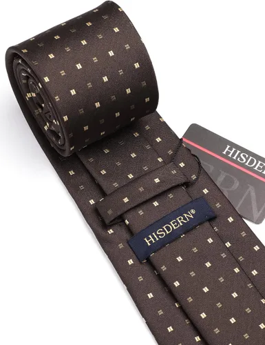 Miniatura 273 de HISDERN Conjunto de corbata a cuadros a cuadros pañuelo tejido clásico formal para hombre corbata y bolsillo cuadrado