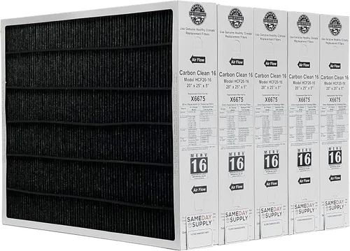 Lennox Healthy Climate X6675 - Paquete de filtros MERV 16 de 20 x 25 x 5 con filtro de suministro para el mismo día (5 unidades)
