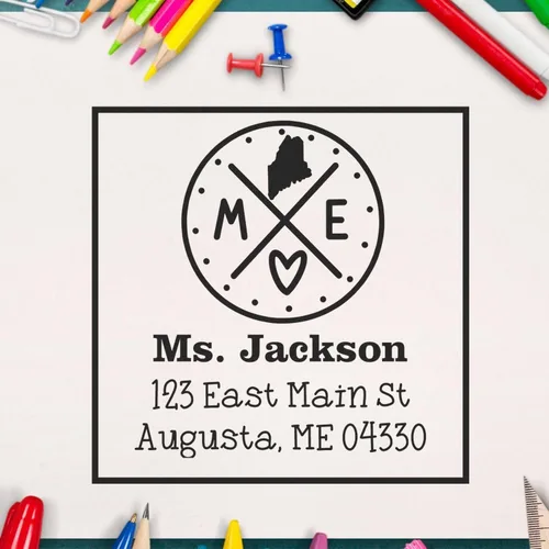 Miniatura 25 de Sello entintado moderno con nombre y dirección del estado de Alabama – Sello de dirección de devolución personalizado para invitaciones de despedida