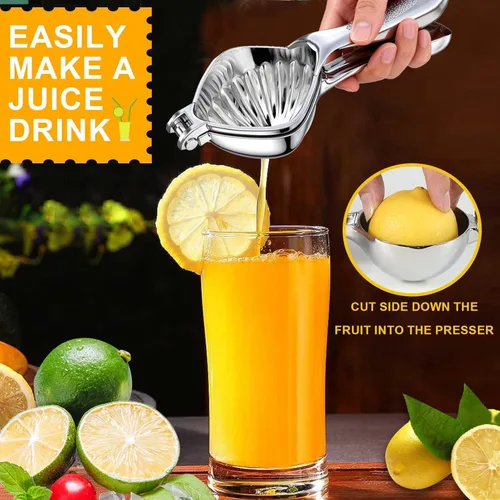 Miniatura 3 de Exprimidor de limón grande, exprimidor de limón de acero inoxidable, exprimidor manual para limón, cítricos, naranja, uva y lima