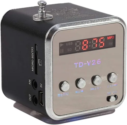 Mini altavoz portátil reproductor de música, radio FM, altavoz estéreo, soporte para tarjeta TF y disco U, diseño breve, mini altavoz perfecto para