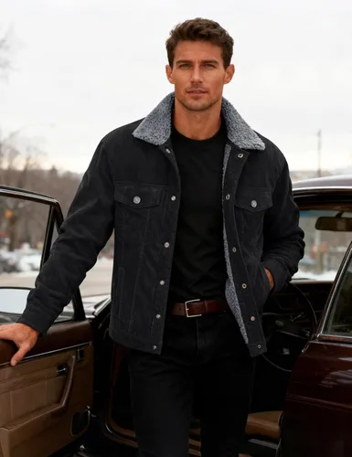 Miniatura 2 de MAGCOMSEN Chaqueta de pana para hombre, forrada con sherpa, cálida, gruesa, de camionero, con 5 bolsillos, para invierno