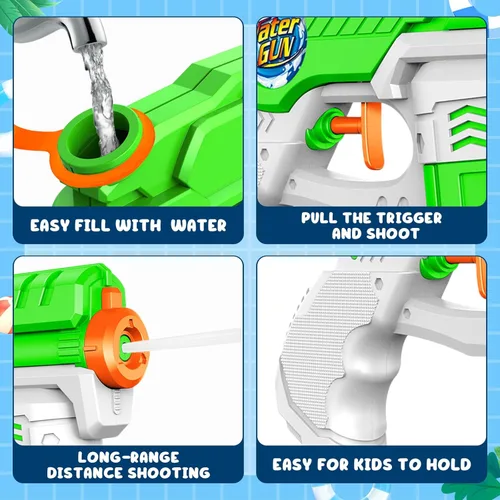 Miniatura 4 de Pistolas de agua para niños, paquete de 6 pistolas de chorro de agua de 220 CC de capacidad de 15 a 20 pies, pistola de agua para niños y niñas