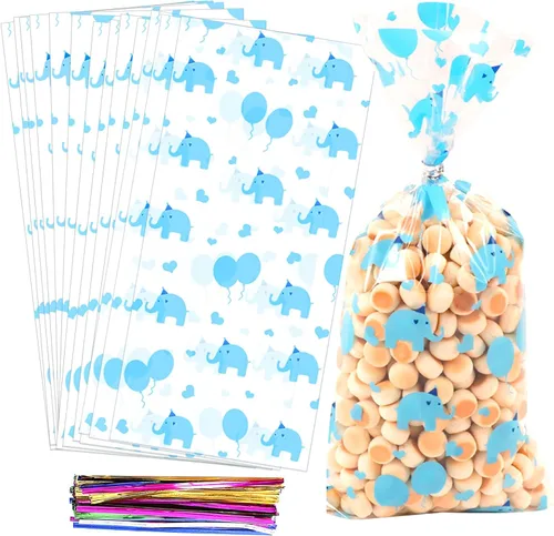 Miniatura 12 de 100 bolsas de regalo de celofán con estampado de estrellas, de 6 x 10 pulgadas, bolsas de regalo de celofán, bolsas de regalo de fiesta, bolsas