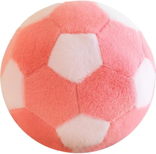 Almohada en forma de bola de fútbol con forma de bola de fútbol para decoración de habitación, rosa, 9.8 pulgadas