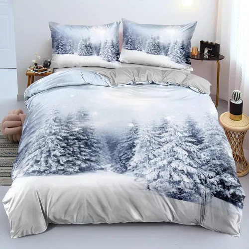 Miniatura 11 de Juego de funda de edredón de Navidad 3D, fundas de edredón y fundas de almohada con patrón de lazo rojo, juegos de ropa de cama de color pulido